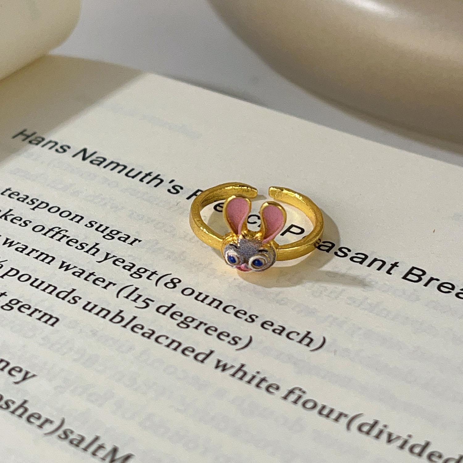 

Fox and Rabbit Open Rings for Women Men Sweet and Romantic Couple Ring Gift for Daily Wear resizable
