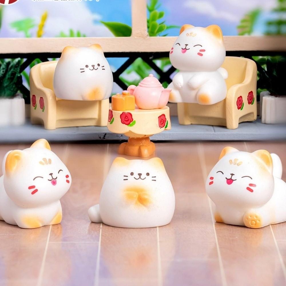 Wealth Cat Model Mini Resin Crafts Kawaii Animal Ornaments Cat Figurine  Desktop Decoration