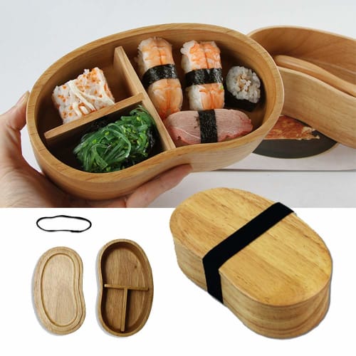

KUNSYOUKIM Wooden Bento Box, Bean-Shaped, Magewappa, Single-Tier, Two-Color, Tall, Oval, Lacquered, 500ml Capacity, Suitable for Boys, Girls, Adults,