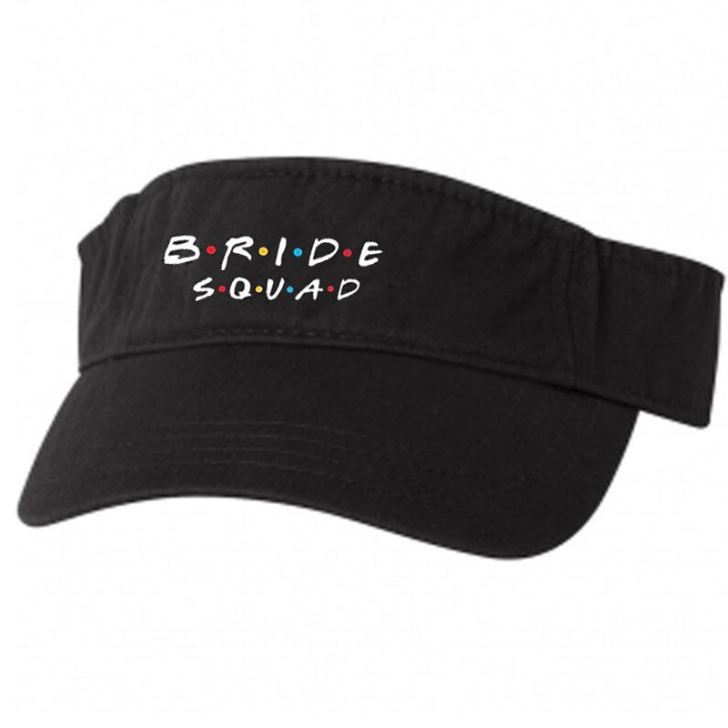 Bride Squad black white Visor Hat Friends Themed Bachelorette Party bridal shower beach pool wedding Bridesmaid proposal gift