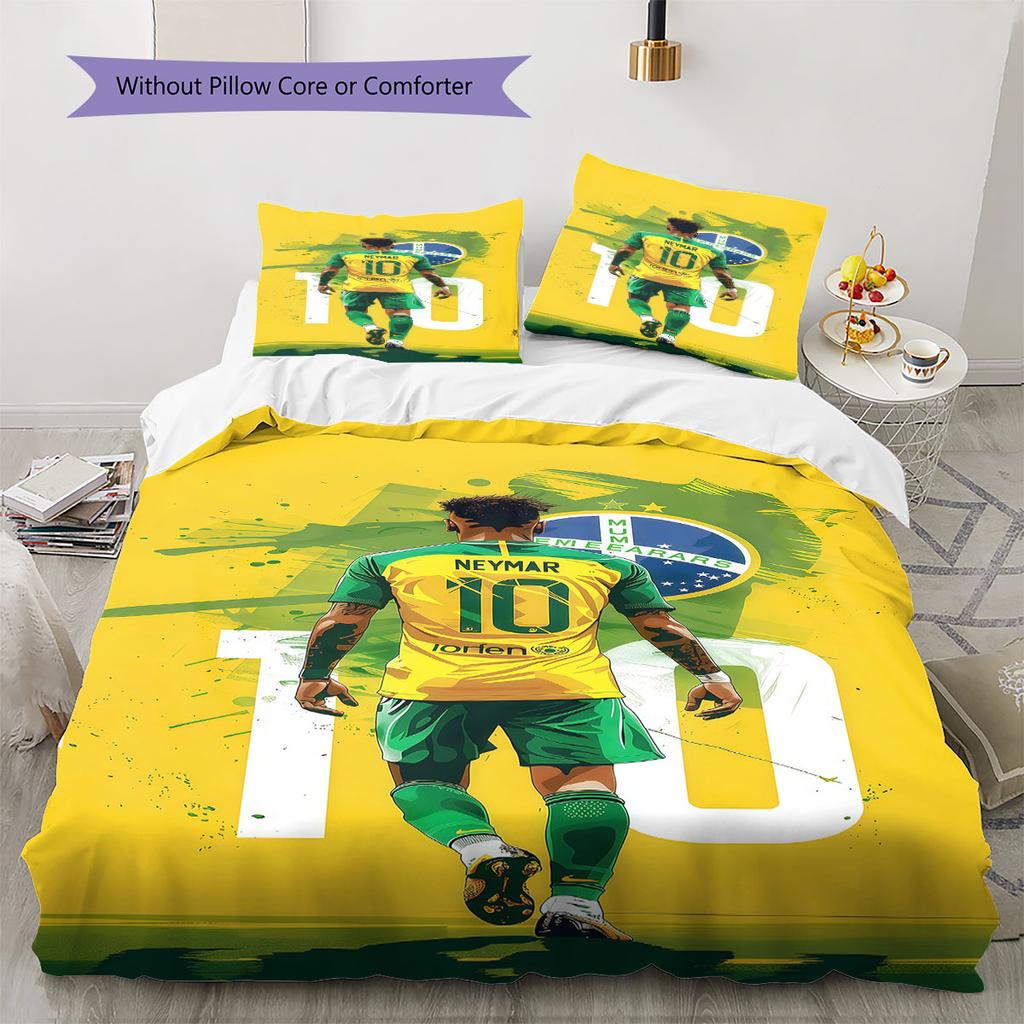 Neymar Pattern Bedding,Quilt Set Quilt Cover Pillowcase Home Birthday Gift(1 * duvet cover + 2 * pillowcase, without core)