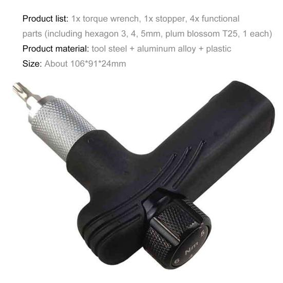 1 Set Cheie Dinamometrică Bicicletă Aliaj Aluminiu de Înaltă Rezistență Rezistent la Coroziune Cheie cu Clichet Dinamometrică Bicicletă 4/5/6mm Reglaj Reparare