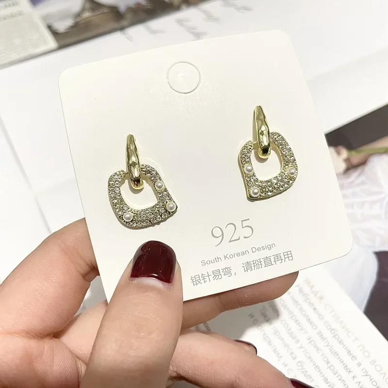 Vintage Geometric Square Women's Drop Earrings Full with Dazzling Crystal Stone Sparkling Earrings Party Jewelry Holiday Gift