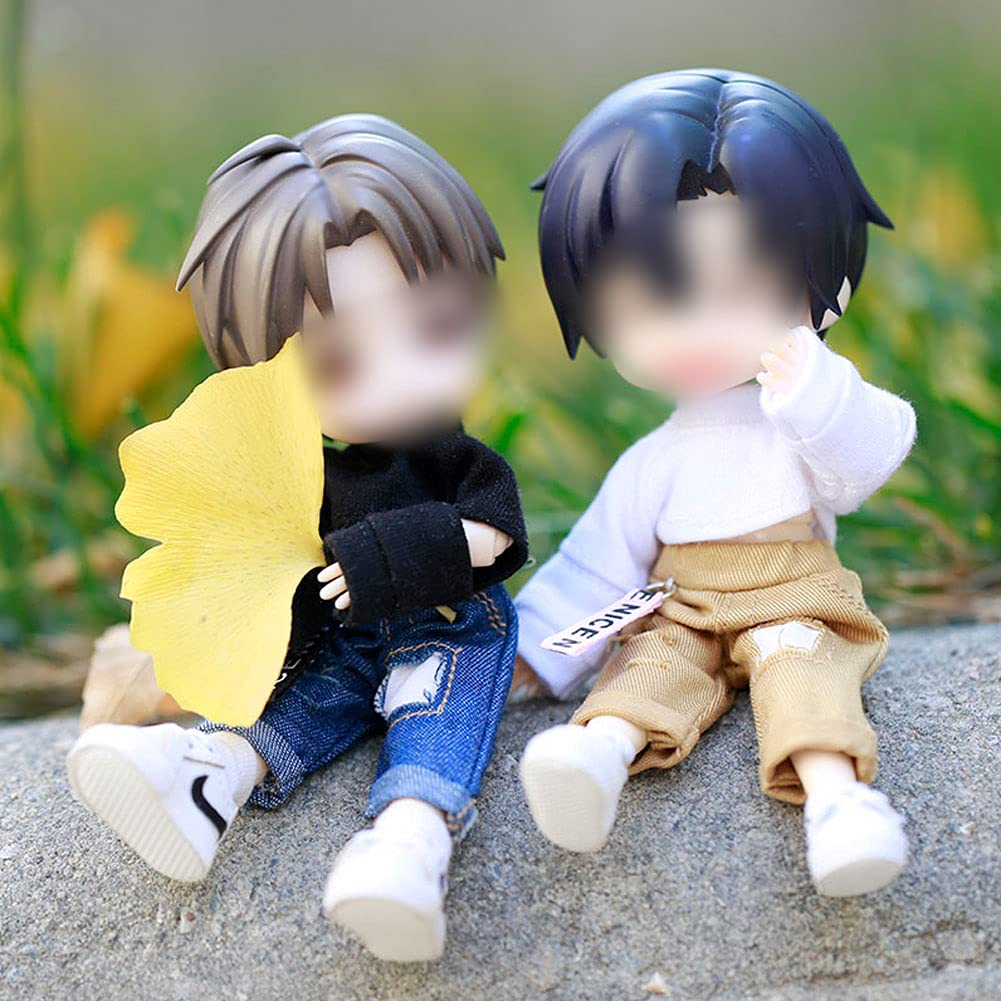 HIGHAWK Obitsu 11 OB11 Obitsu Doll 11cm Body Sweatshirt Top Doll Loose Fit Shirt Outfit Obitsu Body Kimono Nendoroid (Sweatshirt, Black)