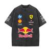 2026 Letni Kombinezon Wyścigowy F1 Koszulka z Krótkim Rękawem Vintage Wash Okrągły Dekolt