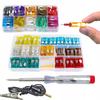 Set di Fusibili per Auto Mini + Uni + Tester 6-24V 12V 240 Pezzi