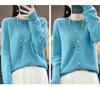 Autumn Women's Loose Fit Long Sleeve Pure Wool Cardigan Sweater
