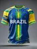 2026 Brazil Style Soccer Jersey Men's Quick Dry Breathable Football Training Top Slim Fit Short Sleeve O-Neck for Match Casual