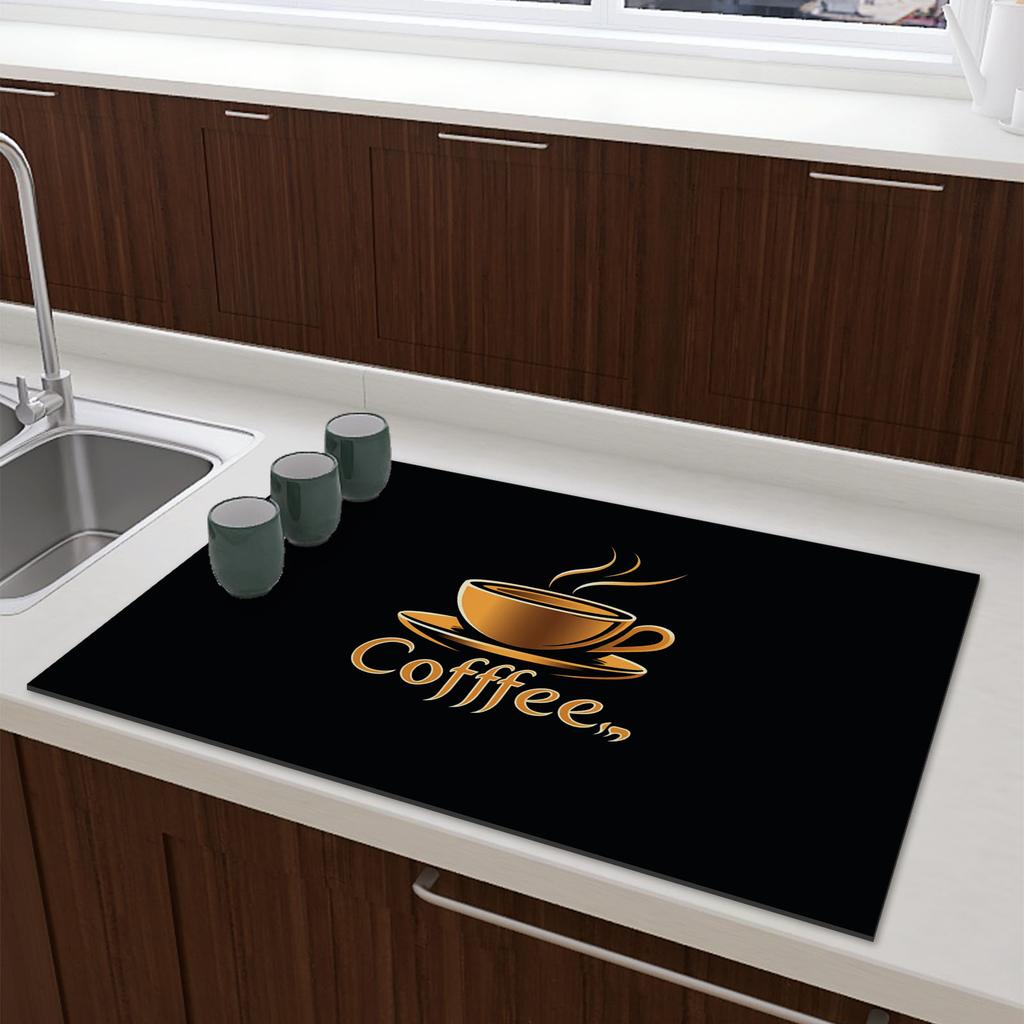 Kaffeemaschinenmatte Wasserdicht Küchen Geschirrtrockenmatten Rutschfeste Abtropfmatte Schnelltrocknend Geschirr Wasserhahn Essgeschirr Teppich