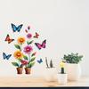 Self-adhesive Creative Colorful Butterflies Flowers Potted Plant Wall Stickers for Living Room TV Bedroom Headboard Home Decor