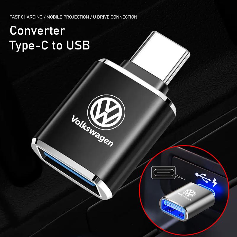 USB Type-C Adapter Flash Drive Reader Car Interior Accessories For VW Atlas Jetta Touareg Variant Golf Polo GTI Taos Nivus Passa RM4