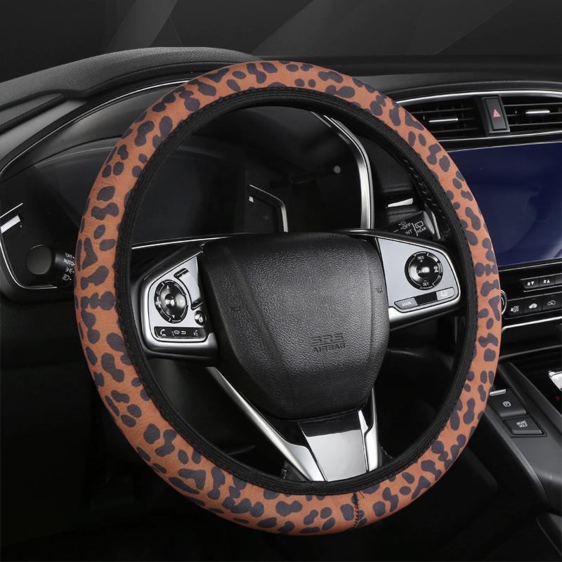 Universal Steering-wheel Cover Fashion Leopard Car Elasticity Steering Wheel Cover Breathable Non Slip Car Interior Accessories