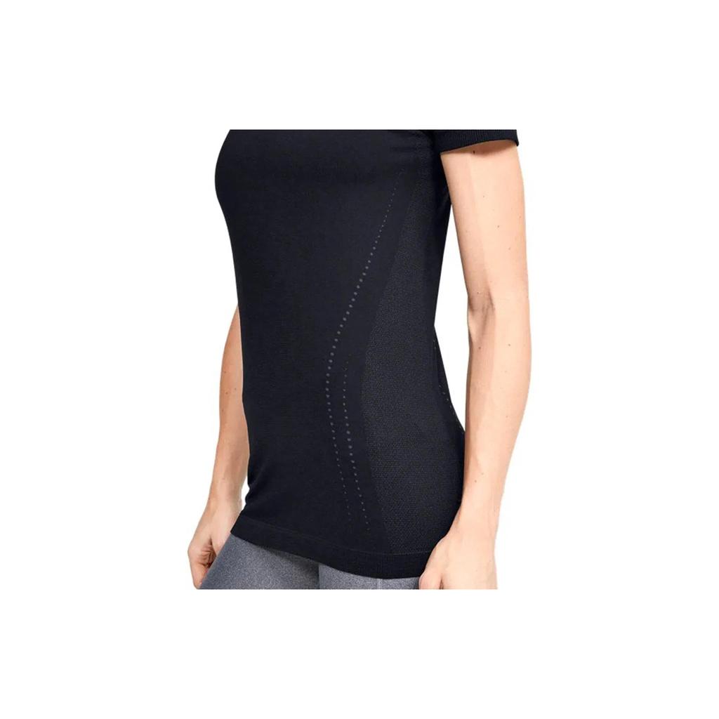 Under Armour Seamless Training Sports T-Shirt Women Tops Black 1351604-001
