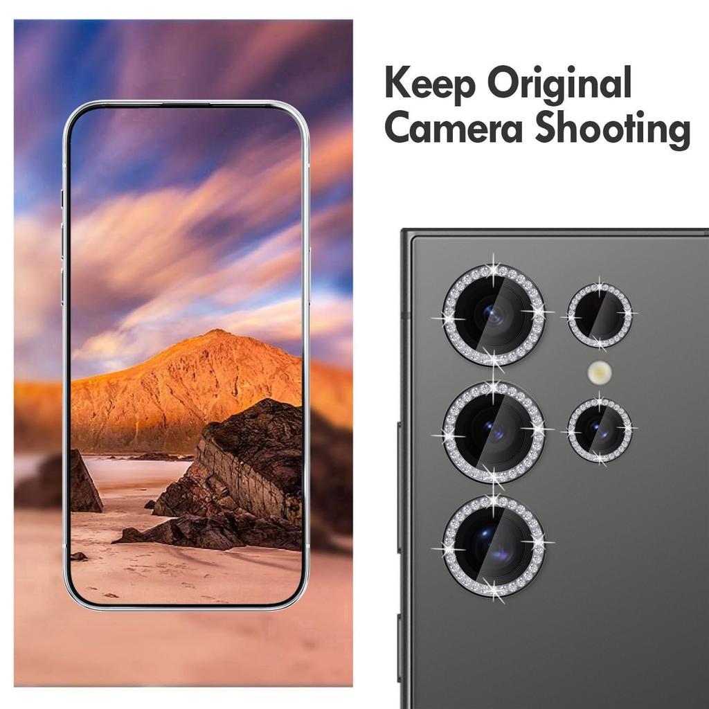 For Samsung Galaxy S24 Ultra Camera Lens Protector Diamond Ring Design Tempered Glass Lens Film
