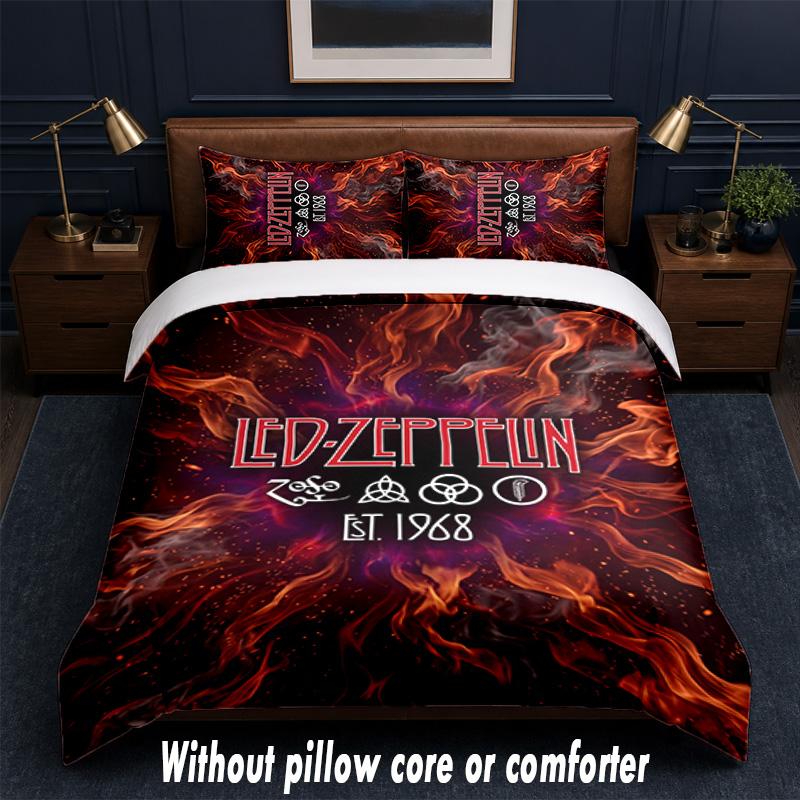 Set Biancheria da Letto Design Led Zeppelin 1 Copripiumino + 2 Federe Morbido Traspirante Biancheria da Letto per la Casa