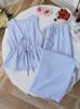 Summer Striped Casual Set: Color Block Vest & Solid Long Pants
