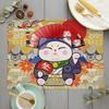 Unique Original Design Cute Plutus cat Placemat Japan Style Eat Udon noodles Table Mat Desktop Pad Cartoon cat Cup Coaster