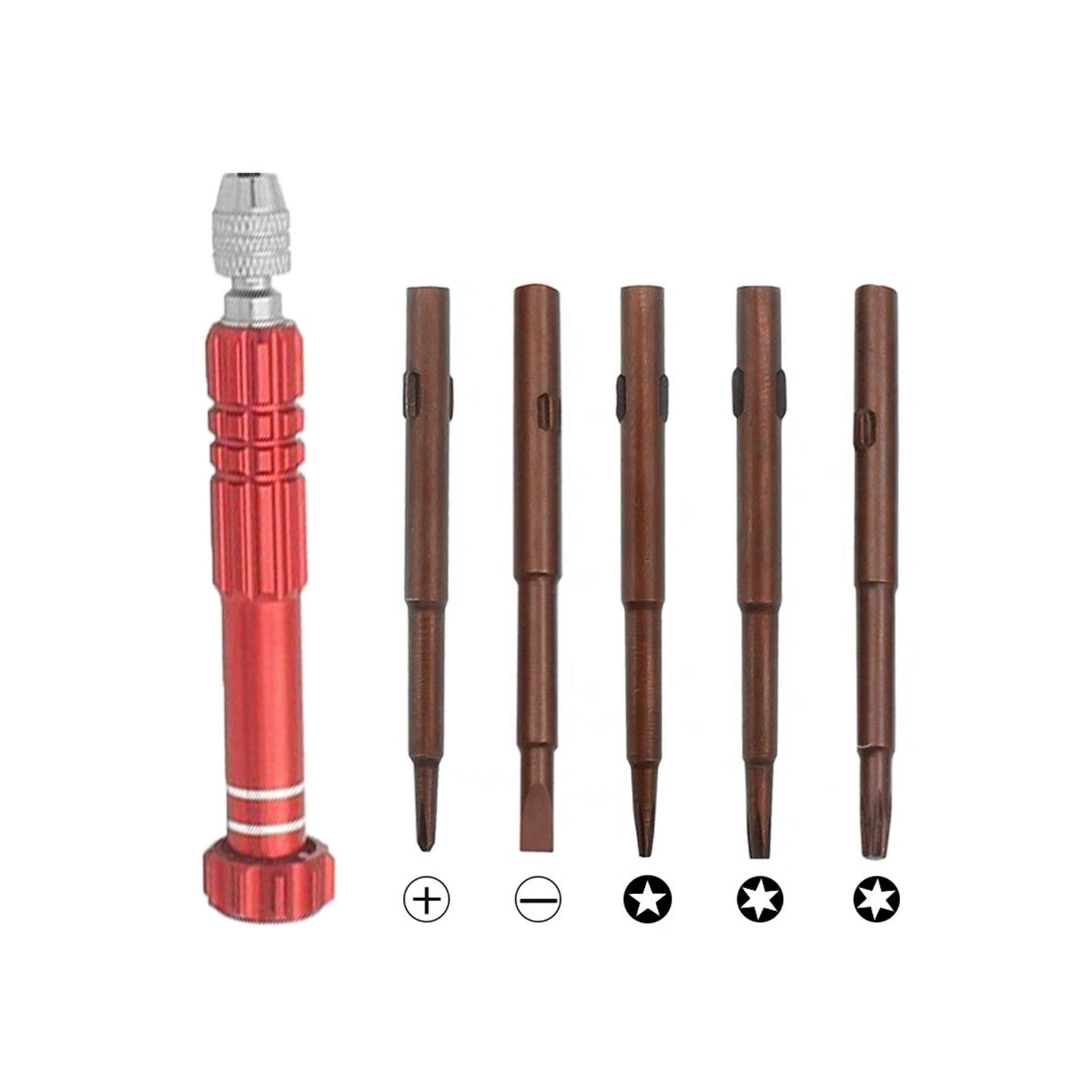 

Многоцелевой набор мини-отверток 5 в 1, прецизионные инструменты для универсального ремонта электроники и очков красный