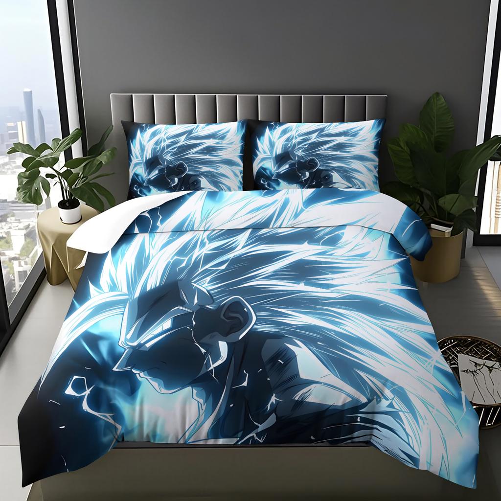 Hot Anime D-Dragons-Balls Series Bedding, Soft and Breathable Duvet Cover and Pillowcase, Suitable for Teen Bedroom Decoration
