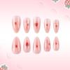 Punte Unghie Fiori Fragola Rosa Lucido Mandorla con Fiocco - 24 Pezzi Staccabili