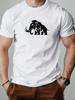 Short Mammoth Elephant Graphic Unisex T-shirt Summer Casual Round Neck Short Sleeve Solid Color Unisex T-shirt W