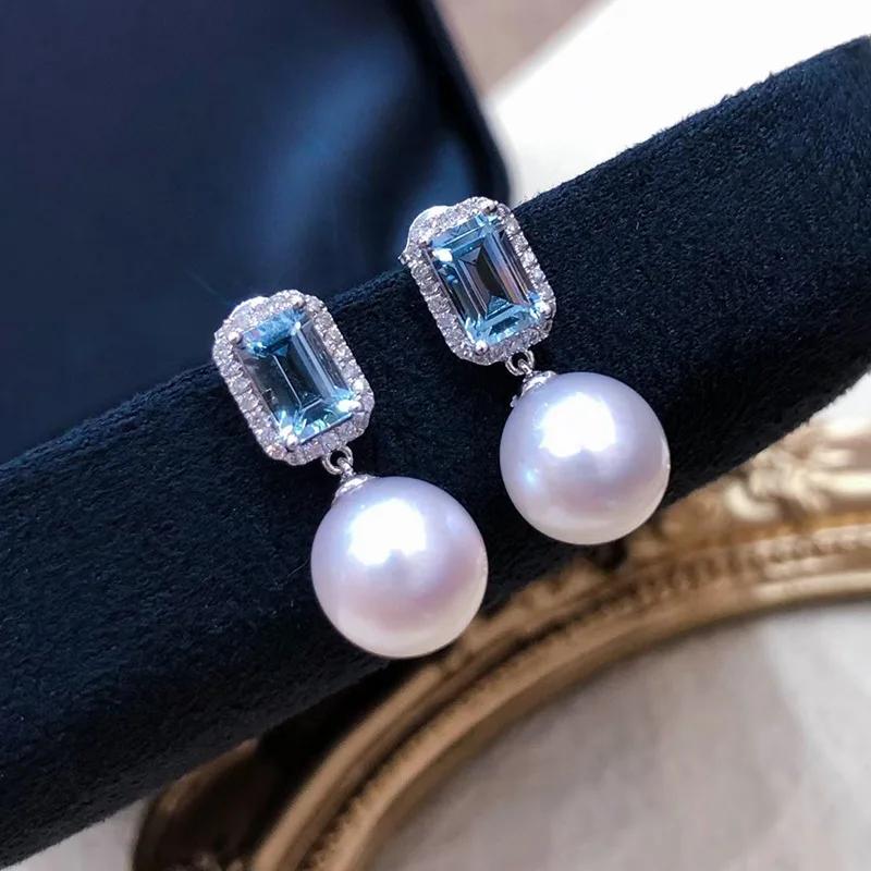Sweet And Luxurious Jewelry, European And American Sparkling Personality, Bride'S Wedding, Blue Zircon Earrings