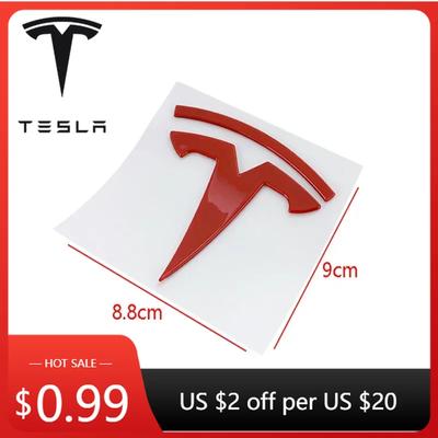 Car Sticker 9x8.8cm ABS Model Y Emblem Car Trunk Badge Sticker for Tesla Logo Auto Rear Tail Decal Exterior Decoration