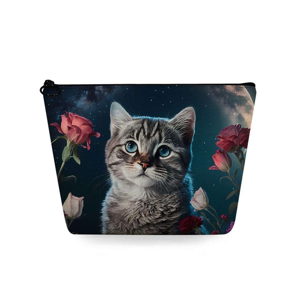 Women Cat Print Cosmetic Bag Toiletries Organize Travel Storage Case 6771