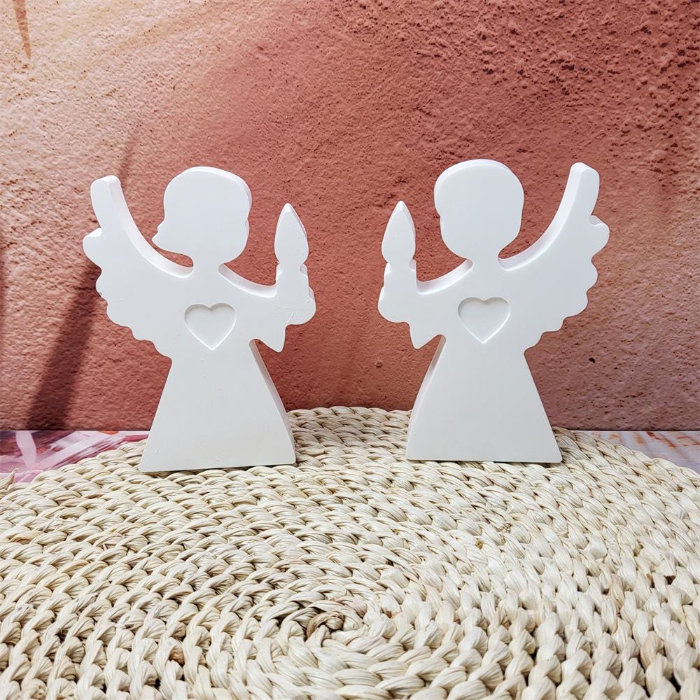 3D Engel Weiblich und Männlich Kerzen haltend Silikonformen DIY Engel Gips Zement Harz Gießform Kunst Heimdeko Ornament