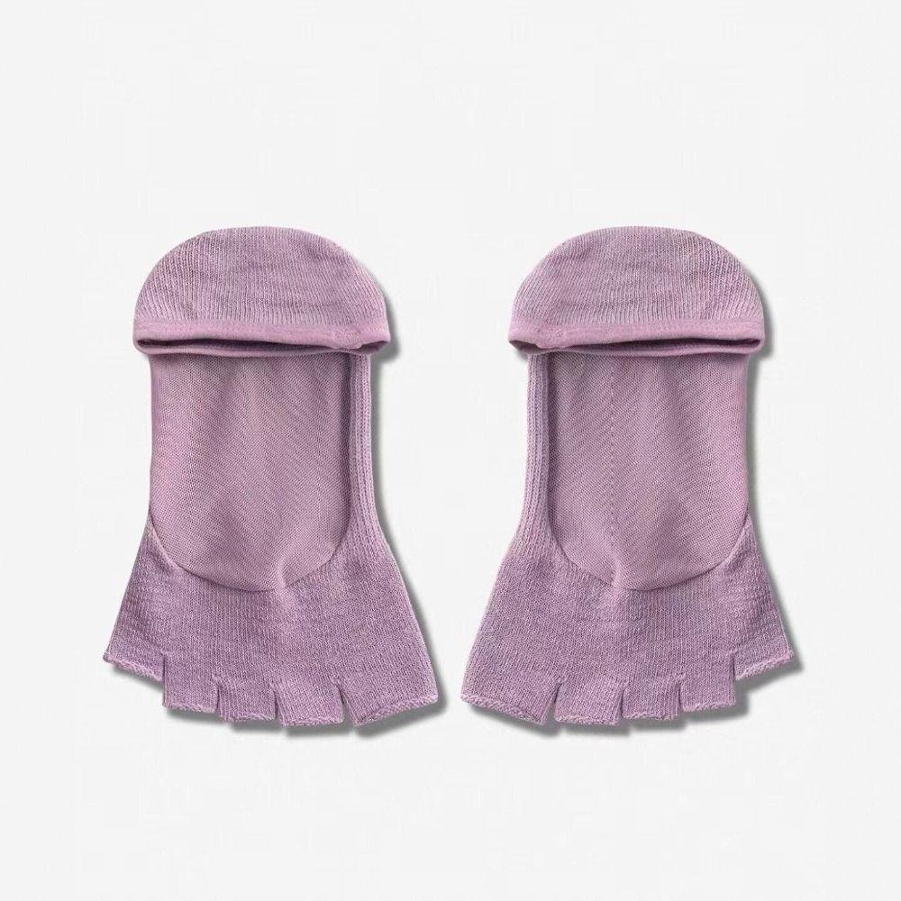 Non Slip Sole Yoga Socks Breathable Mesh Five Toe Socks Simple Design Open Toe Socks  Indoor Use