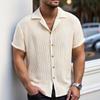 Summer New High-end Retro Knitted Short-sleeved All-match Fashion Shirt for Men