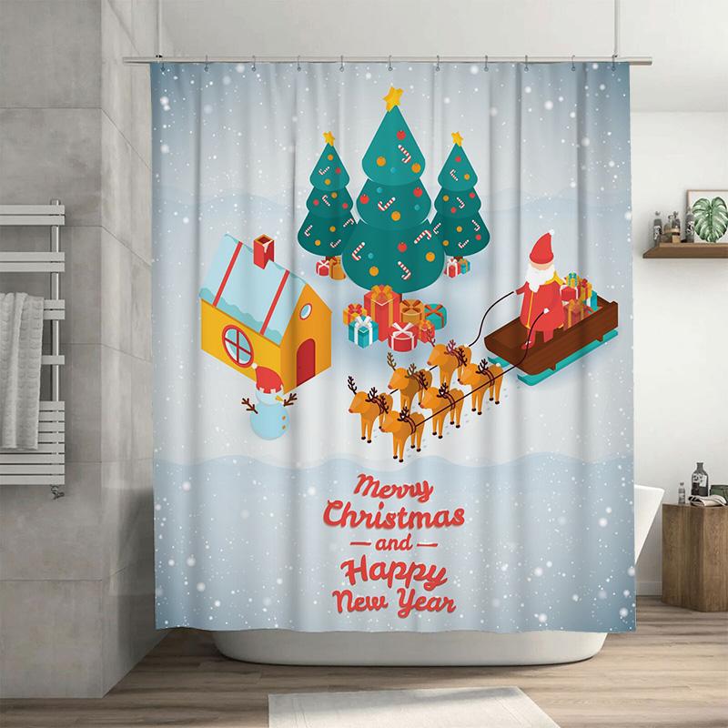 TU Christmas Shower Curtain Merry Christmas Pattern Holiday Festive Bathroom Decor Xmas Holiday Home Decor Festive Shower Curtai 90x180cm35x71in