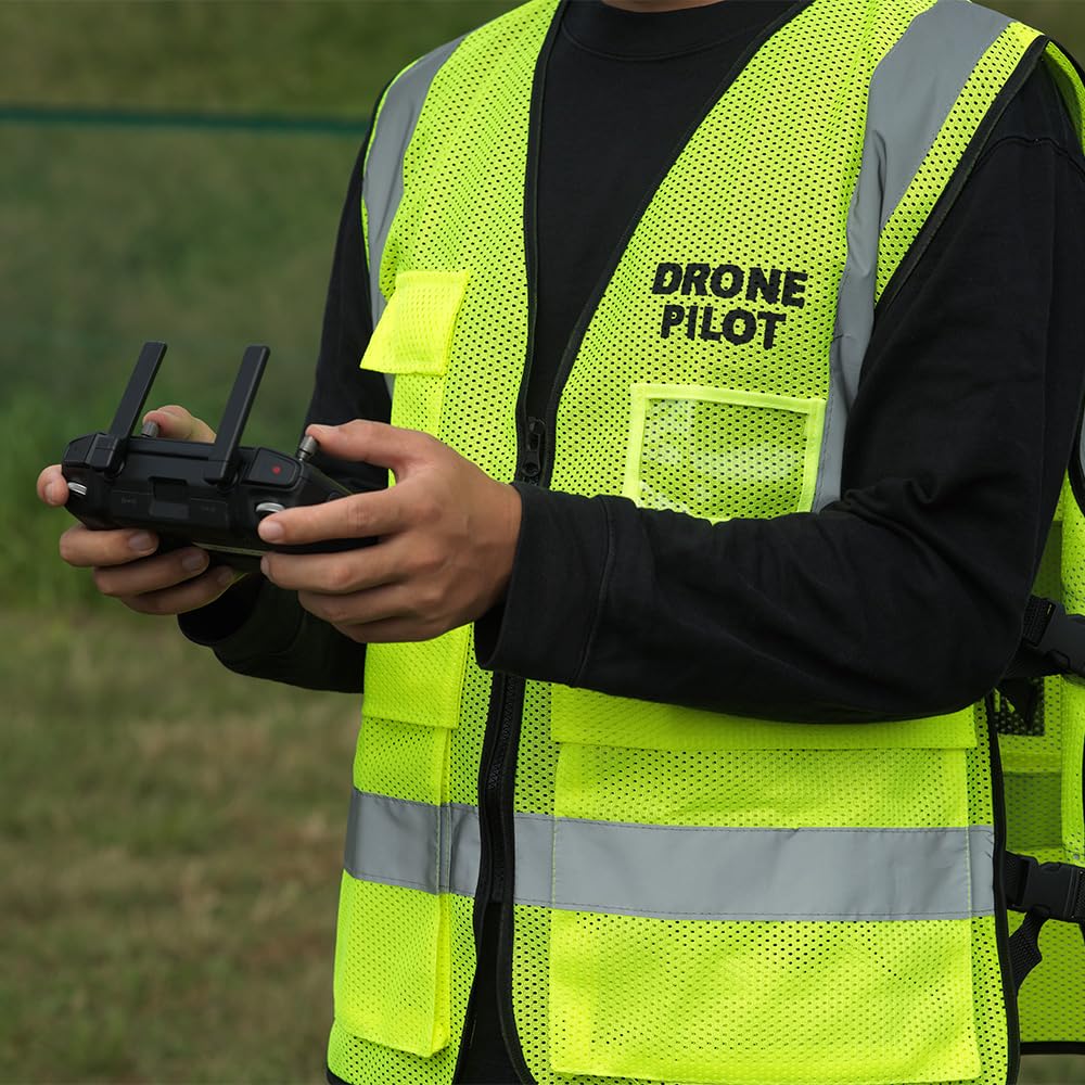 COLTE Pilot Vest Drone Operator Pilot Vest Name Reflective Material Adjustable Belt Velcro Fall Prevention Mesh Material Breathable Large Size Pocket