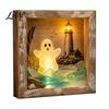 Small Halloween Figures Lighted Frame Ornaments, Light Up Shadow Box, Warm Festive Party Supplies Atmosphere LED Lights for Home Living Room