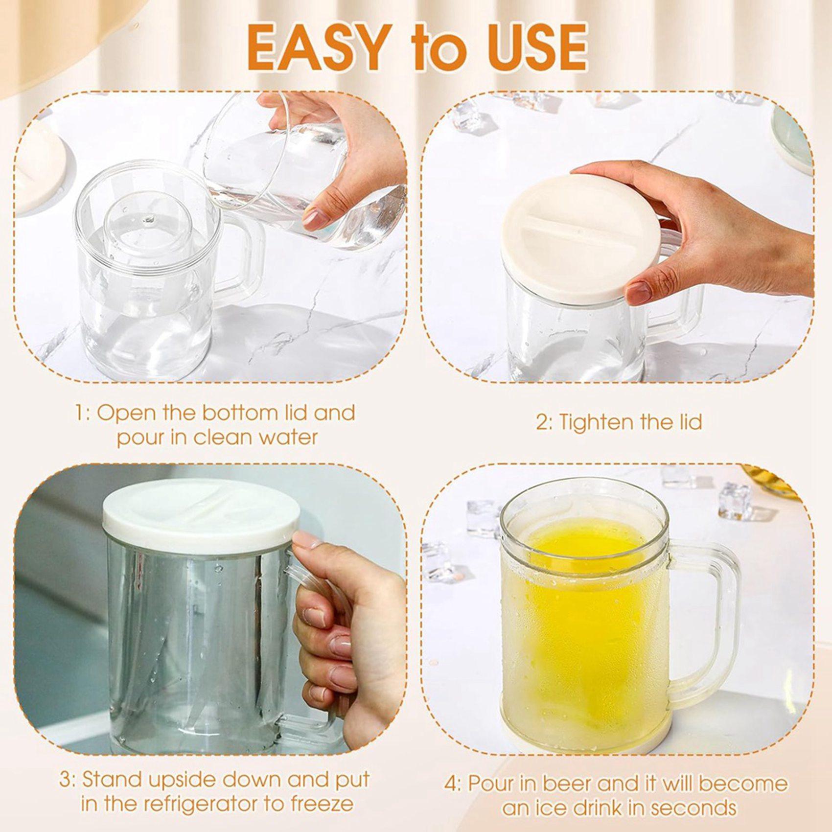 

8 Pcs Frozen Beer Mugs For Freezer Double Wall Gel Frosty Freezer Mugs Beer Ice Mugs For Freezer Drinking Freezer Cups