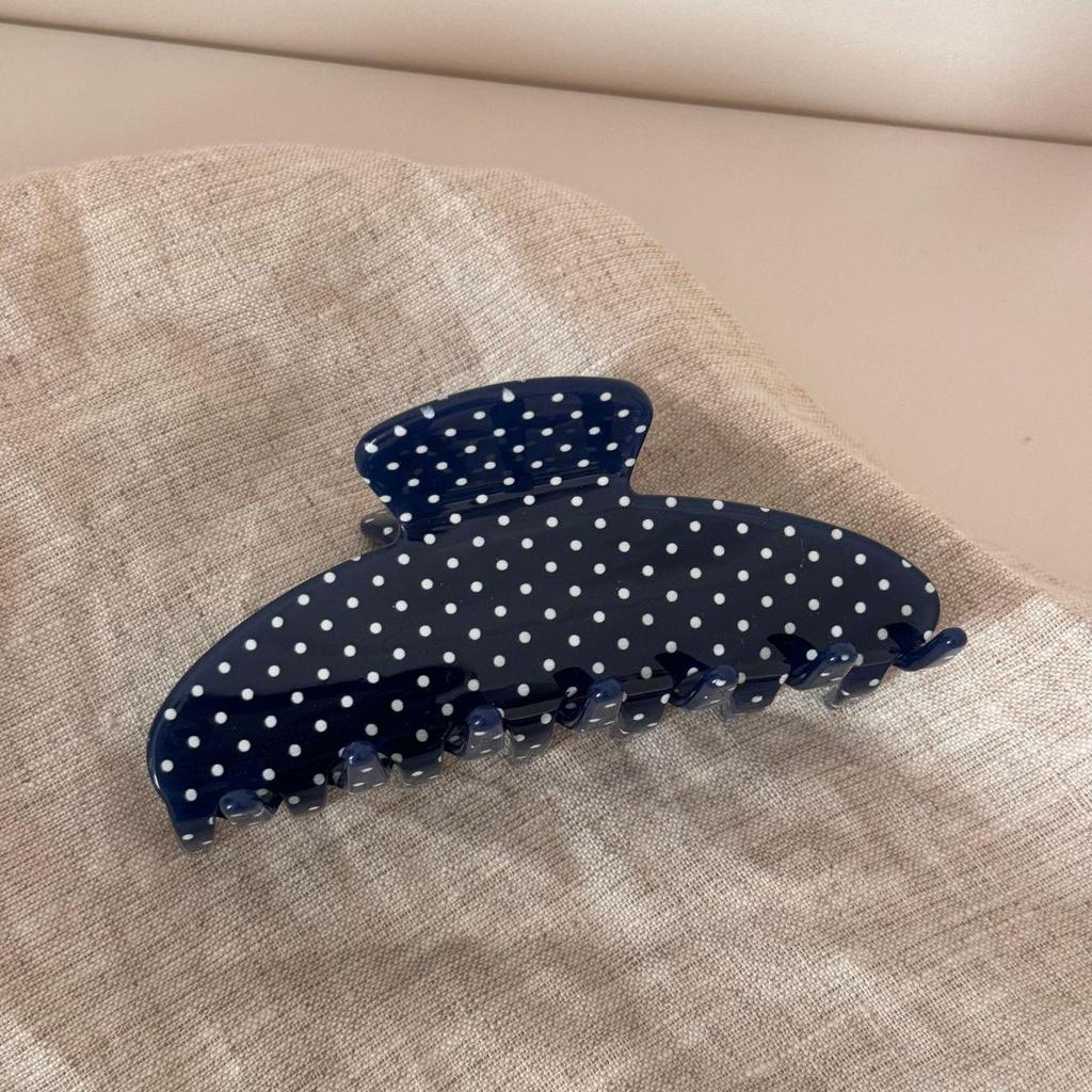 Korean Retro Polka Dot Fan-Shaped Acetate Hair Claw Clip