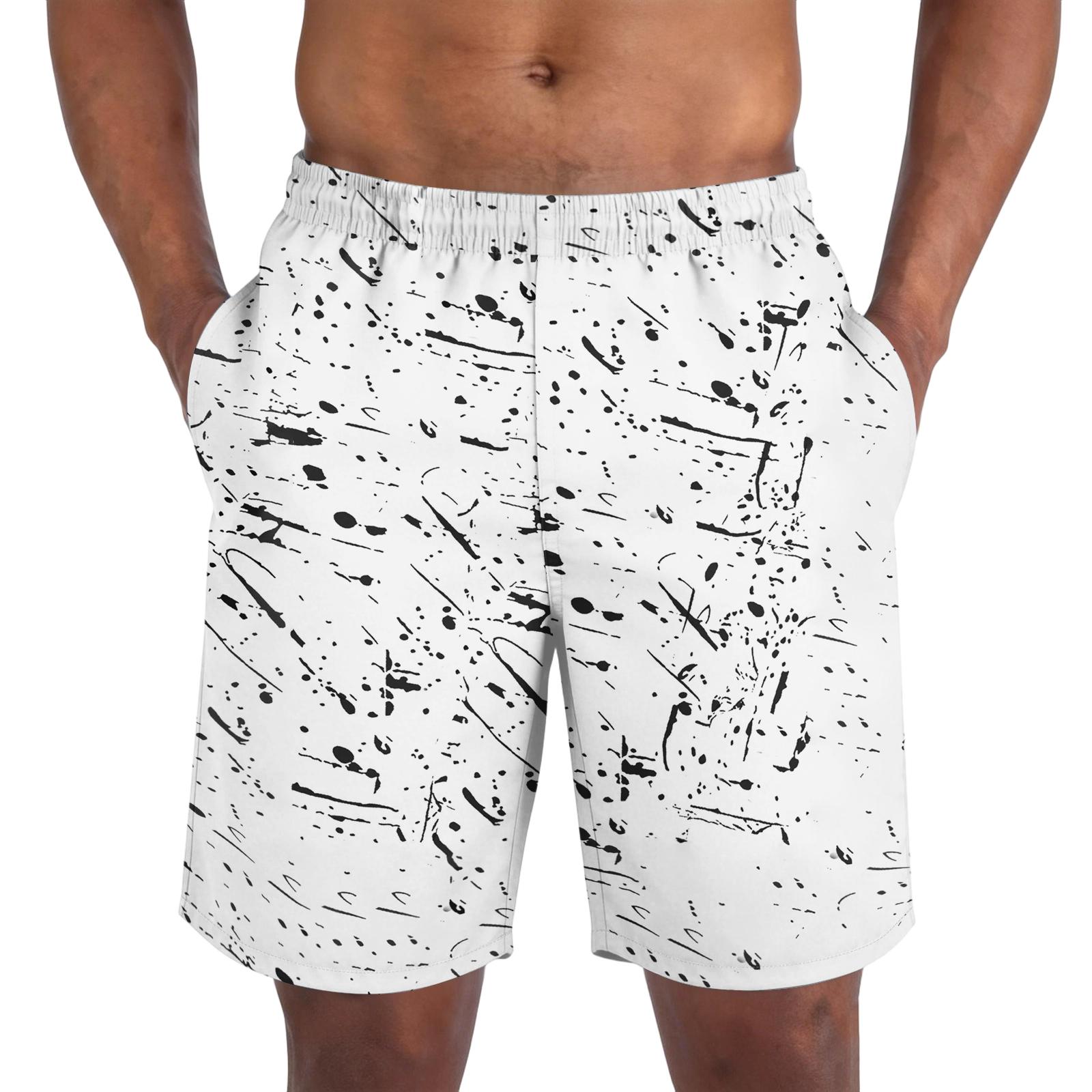 

Men s Casual Trend Ink Wash Printed Short Pants - Men s Lightweight And Breathable Sports Shorts XXXL білий