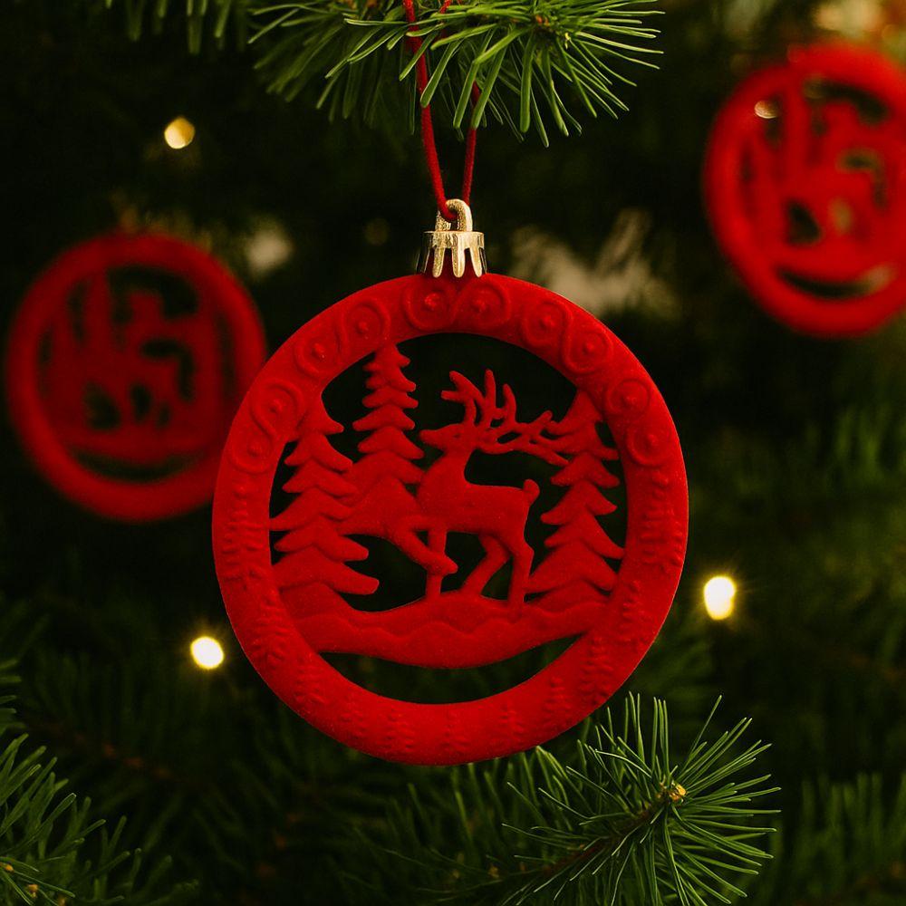 3pcs Cute Christmas Tree Hanging Deer 10cm Xmas Gift Ornaments  Hotel Mall