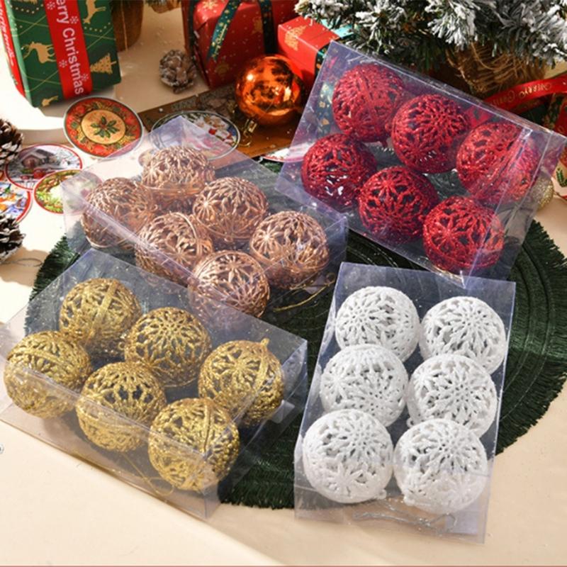 6Pcs Sparkling Christmas Baubles Decorations for Christmas Tree Hanging Ball Ornament for Holiday Party Centerpieces