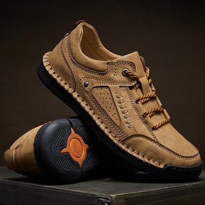 Men's Handmade Retro Leisure Shoes Large Size Casual Shoes Leather Rubber Bottom Handmade Casual Shoes (