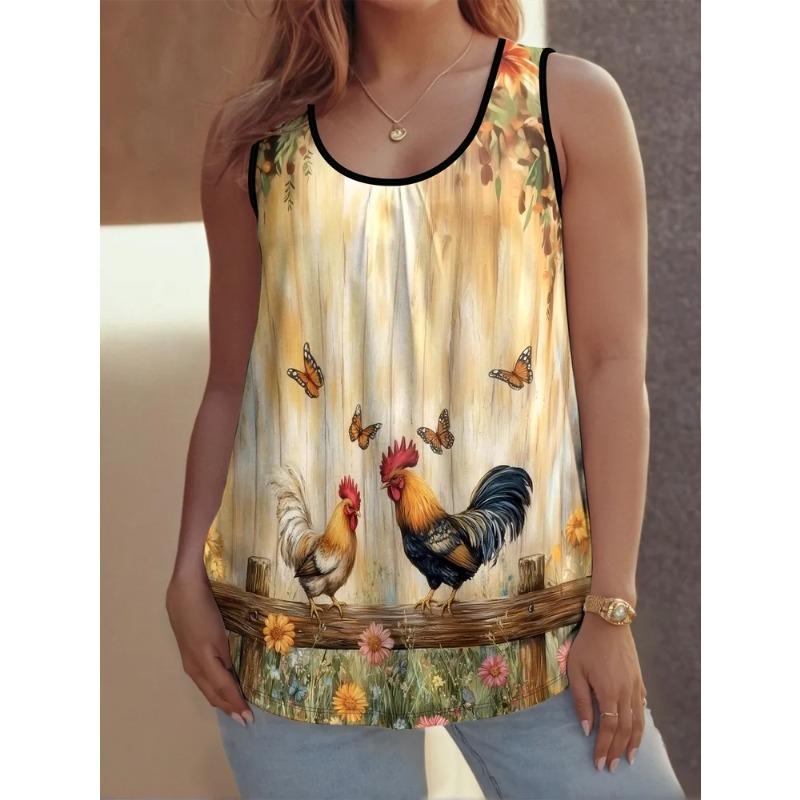 Summer Creative Animal Series Color Printed Women's Sleeveless Vest Casual Loose Comfortable Vest