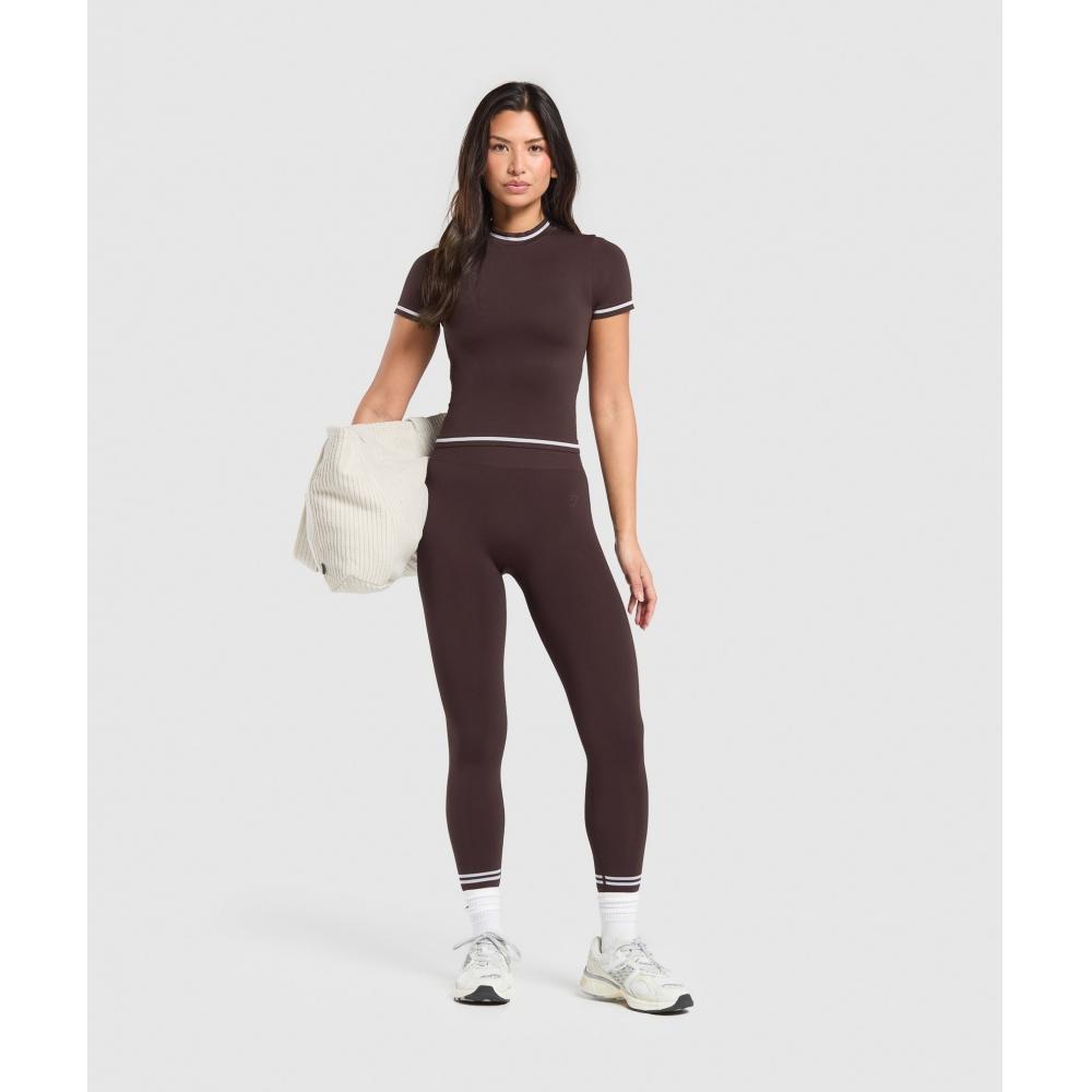 Gymshark Contrast Seamless Midi Tee Heritage Brown B2c1j Ncnz