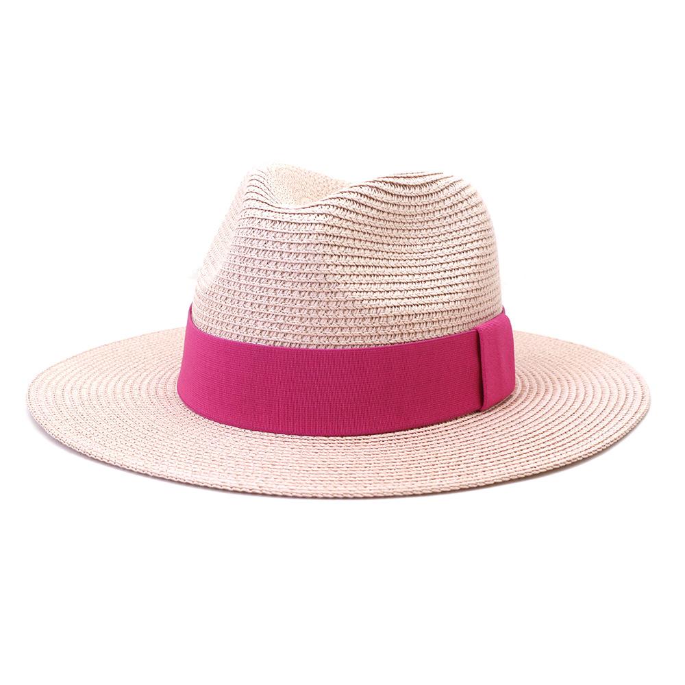 2022 New Summer Straw Sun Hat For Women Fashion Wide Side Panama Cap Outdoor Beach Holiday Jazz Fedora Hat 60CM