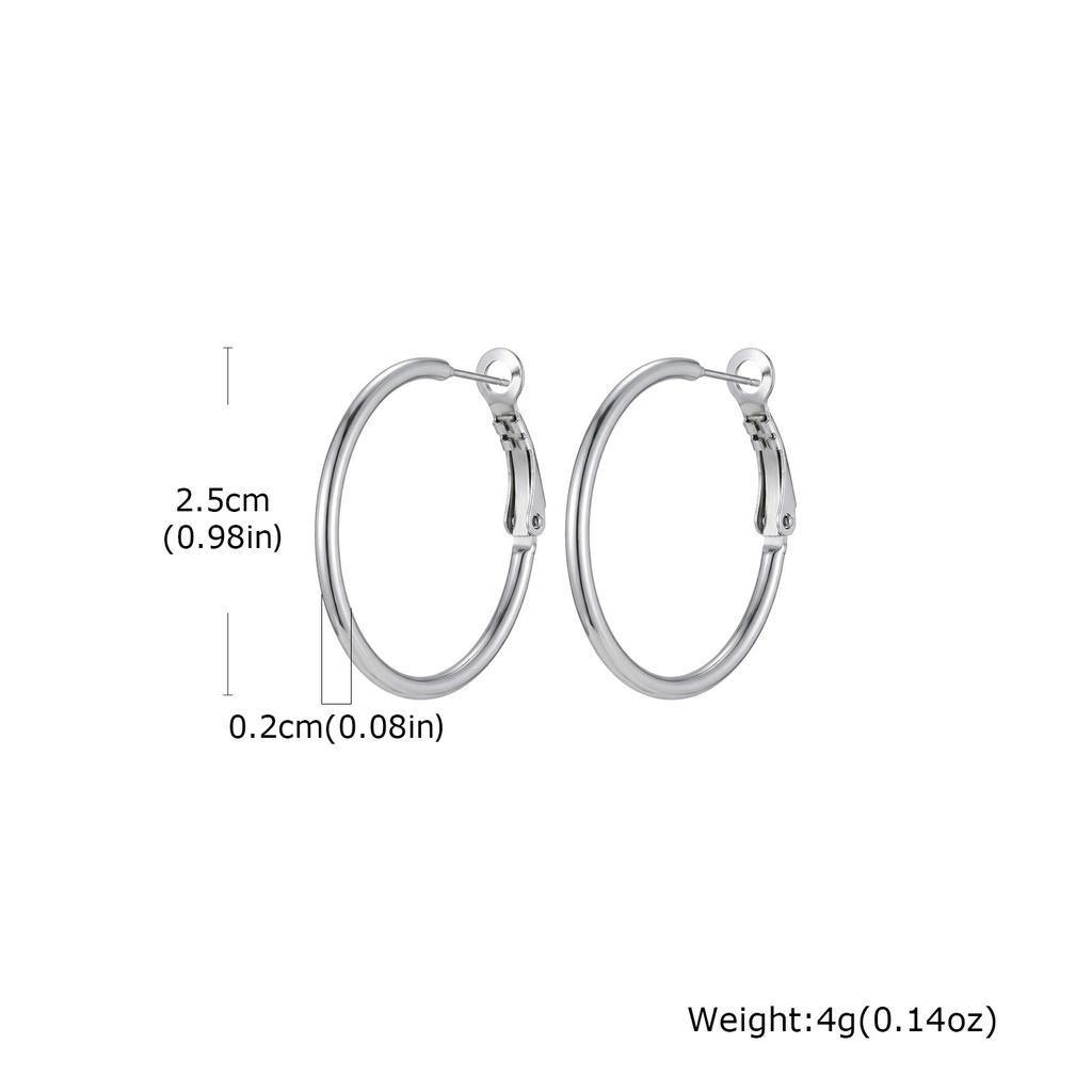 Wind stainless steel geometric large plain ring earrings plated with 18k gold simple earrings women's multi-specification 2mm, 4mm