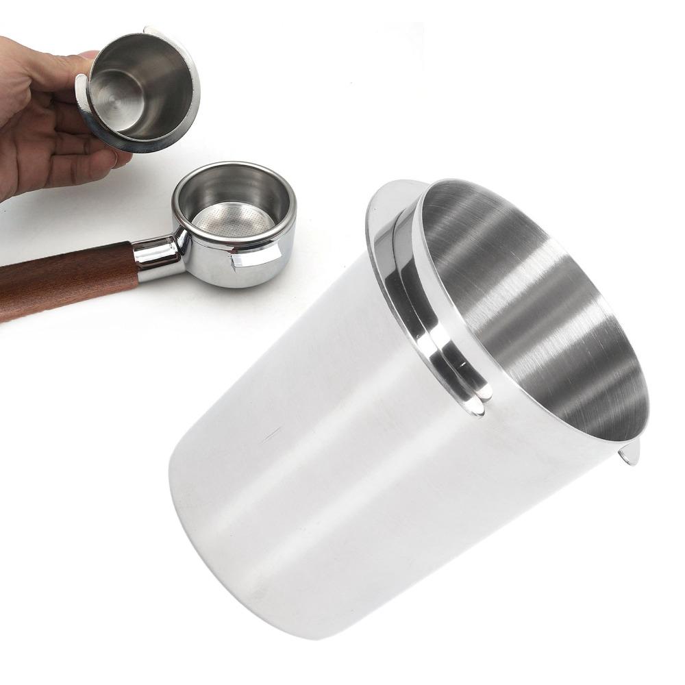 Smooth Surface Espresso Dosing Cup Silver Coffee Measuring Cup Espresso Powder Transfer