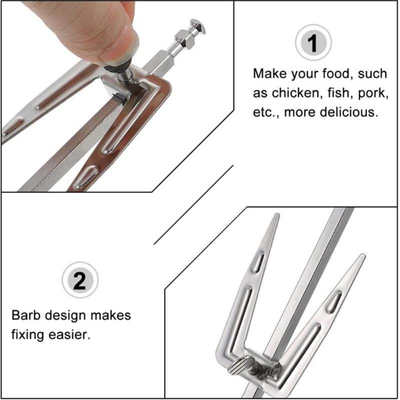 Rotating Rotisserie Grills Air Fryer Fork Grills Roast Chicken Fork Stainless Steel Skewer Grilled Air Fryer Accessories