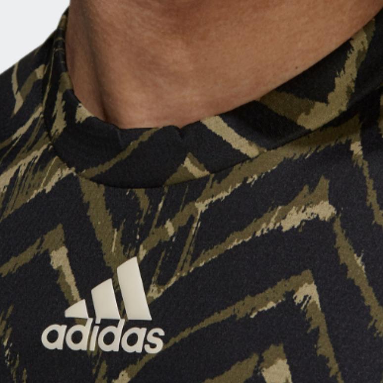 Adidas Striped Casual Crew Neck Short Sleeve T-Shirt Men Tops Black Gold H31121