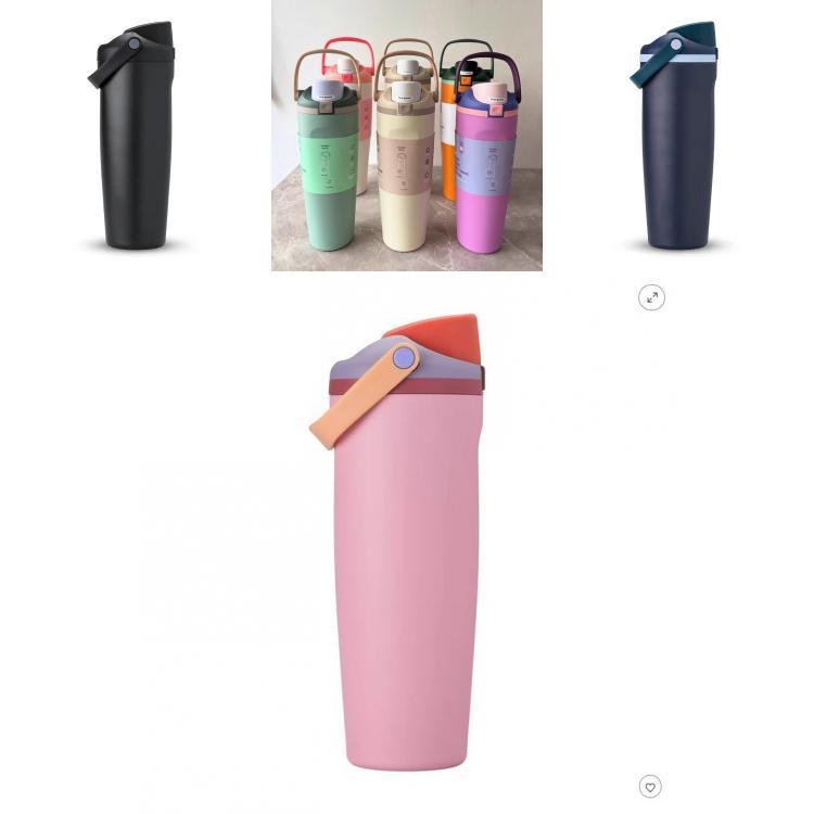 Portable Insulated Thermos With Lockable Flip Lid For Camping And Daily Commuting