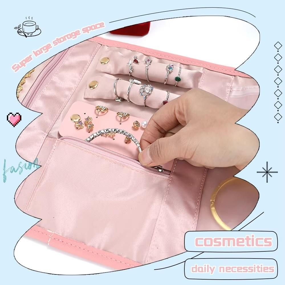 Portable Travel Storage Bag Foldable Design Jewelry Pouch Jewelry Case  Necklaces Earrings