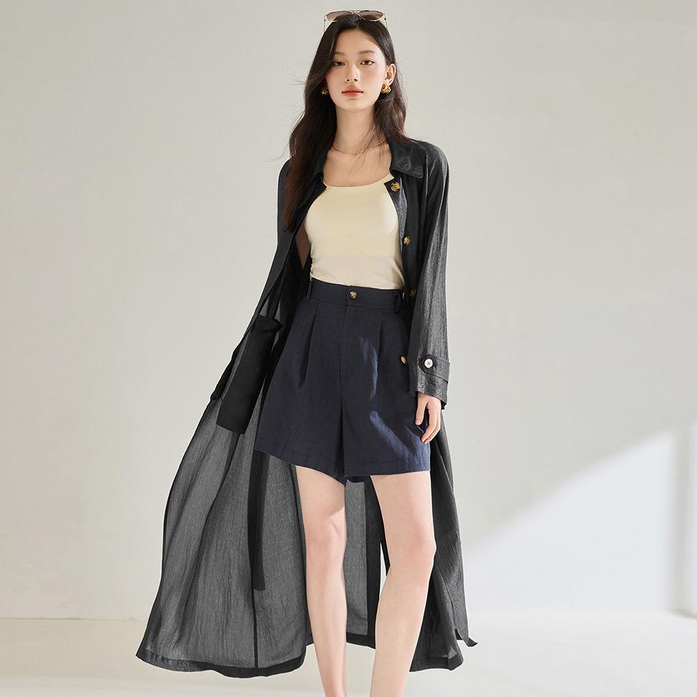 Spring and summer new acetic acid fashion sunscreen clothing thin high-end design long-sleeved long cardigan jacket 18850